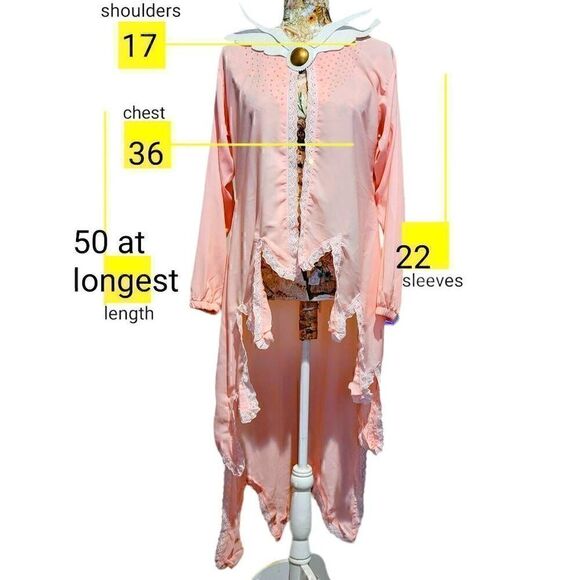 Cosplay Anime Pink Sparkly Jeweled Lace Hankerchief Hem White Wing Collar Robe - Picture 2 of 12